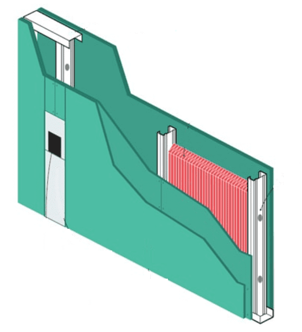 Ilustração de uma Parede Drywall Resistente à Umidade